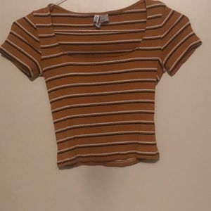 Forever 21 Orange Striped Crop Top